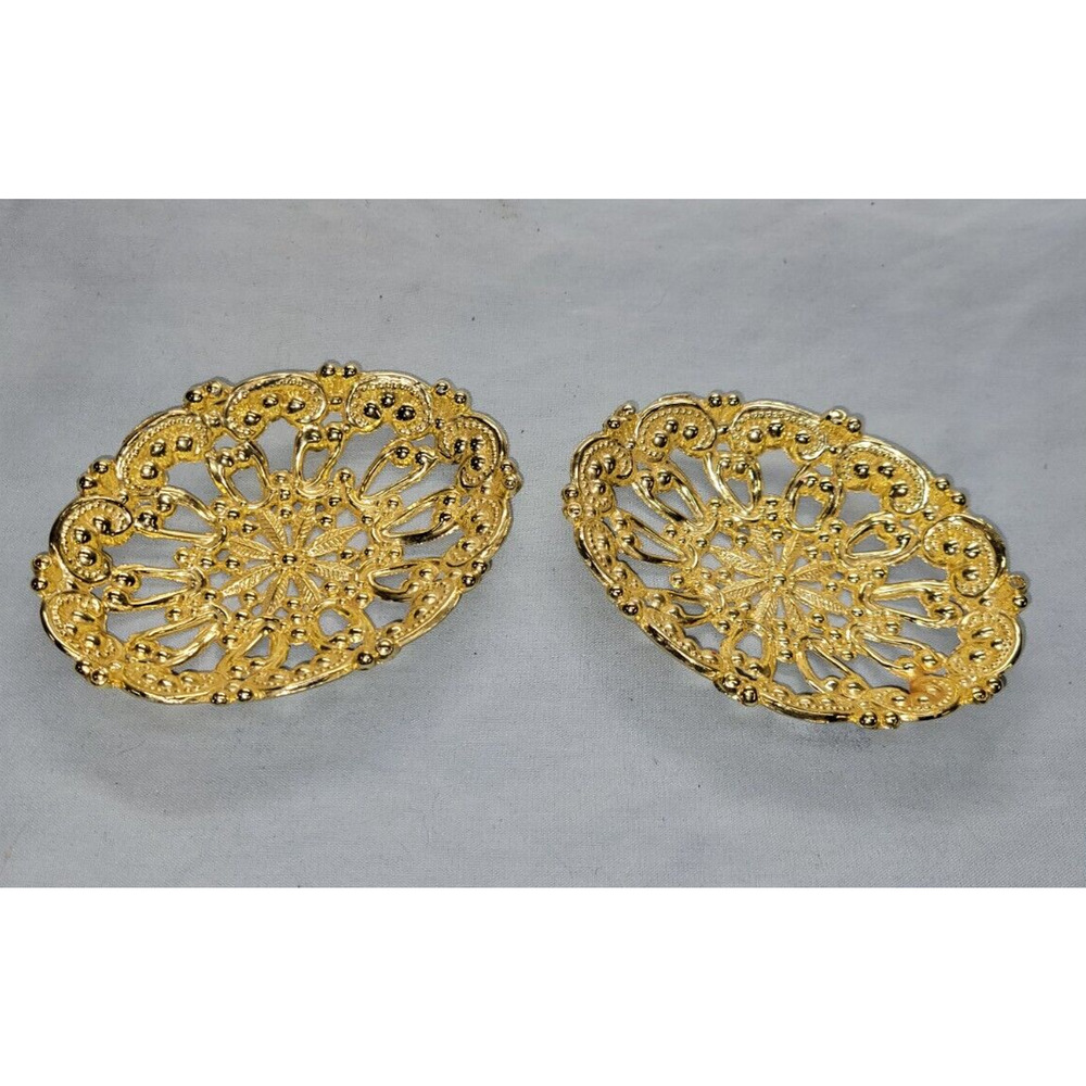 American Tack & Hardware 1968 Gold Filigree 4.5" x 3.5" Soap Dish Set Vintage